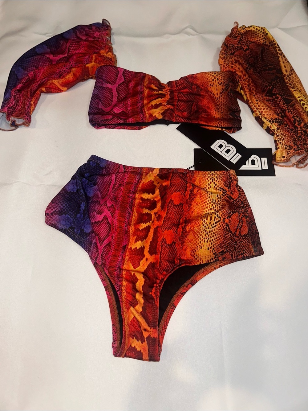 BFYNE Multi-Color Snake Print High-Waist Bikini - Women Swim